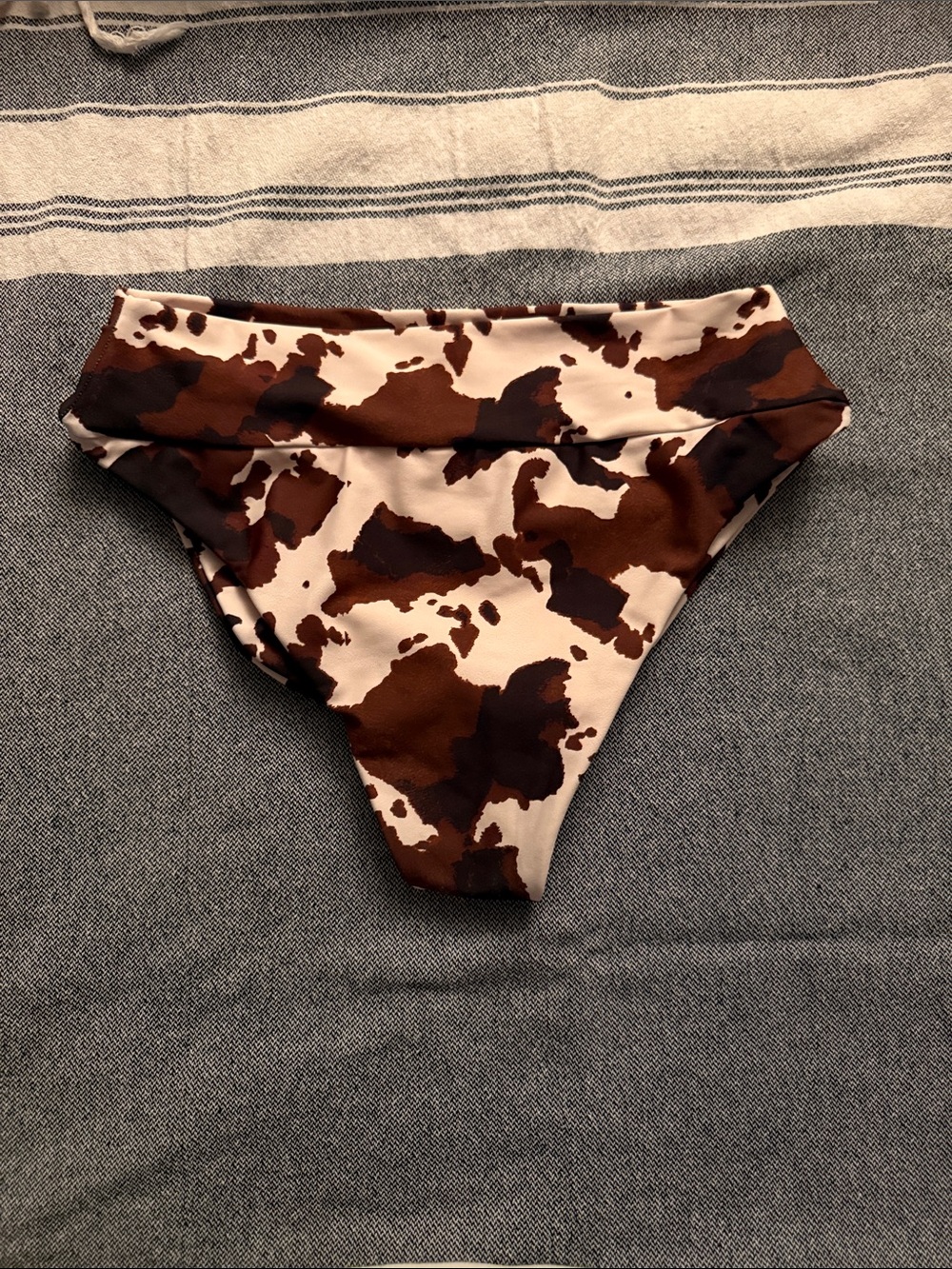 Skatie Brown and Cream Cow Print Bikini Bottoms